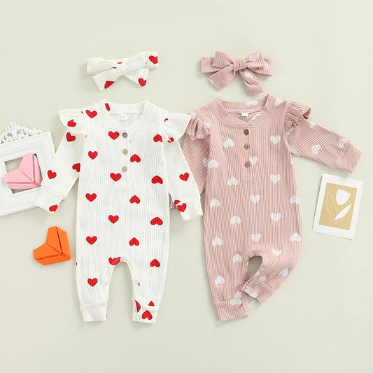Baby Girl Valentine's Day Onesie with Headband 